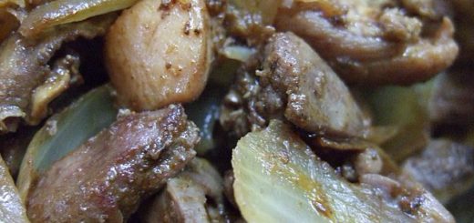 Куриные сердечки тушеные